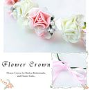 Aukmla Wedding Bridal Flower Crown Floral Headpiece Flower Girl Headband Garland Halo for Women and Girls (White) Aukmla