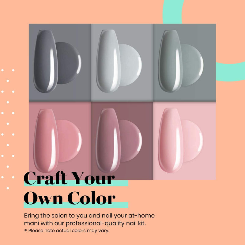 Beetles Bridesmaid Beauty Classic Dip Powder Nail Kit Starter - Nude Gray Pink 6 Colors Nail Dipping Powder Kit for French Nail, No LED Nail Lamp Needed Manicure Kit Nail Art DIY Home Gift Box beetles Gel Polish Store