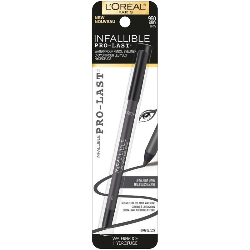 L'Oreal Paris Makeup Infallible Pro-Last Pencil Eyeliner, Waterproof and Smudge-Resistant, Glides on Easily to Create any Look, Grey, 0.042 Oz. L'Oreal Paris