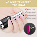 VENALISA 12ML No Wipe Tempered Top Coat, Scratch Resistant Long Lasting High Gloss Soak Off Clear Gel Nail Polish Top Coat 0.43 OZ V VENALISA