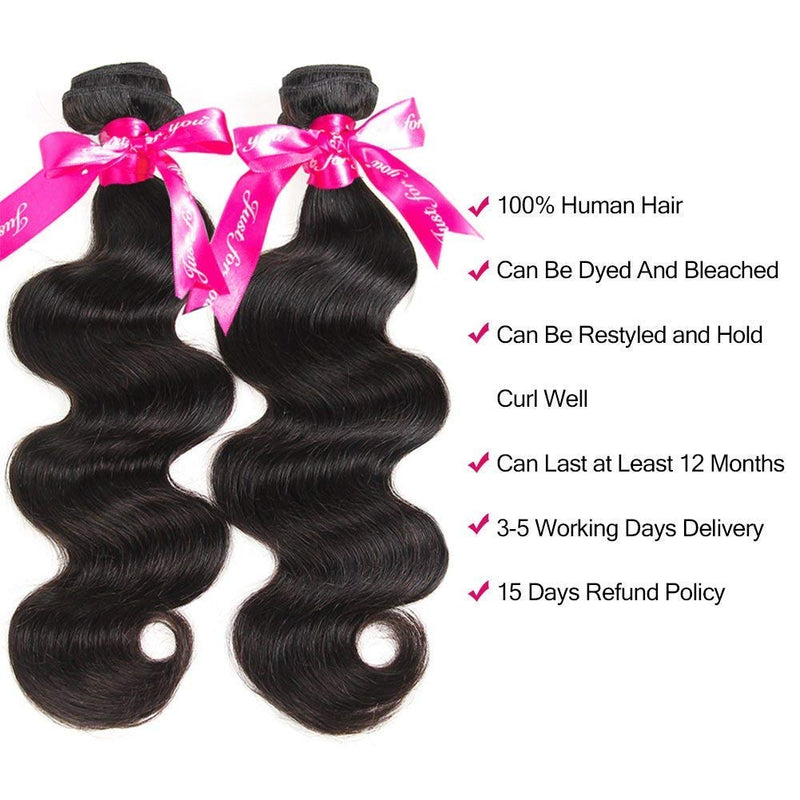 Beauty Princess Body Wave Human Hair 3 Bundles Double Weft 8A Brazilian Hair Bundles (14 16 18+12inch hair) Wingirl Store