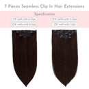 Maxfull Seamless Clip In Human Hair Extensions Chocolate Brown, Soft Skin Weft Remy Hair Extension Clip On Human Hair, 7pcs, 18inch, 110g Maxfull Store