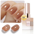 Double Rhythm Translucent Gel Polish Sheer Neutral Natural Light Milky Same Color Same Bottle 15ML Jelly UV Polish Nail Art DIY at Home (Jelly Nude Brown-A1492) Infinity Warehouse