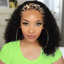 Headband Wig Human Hair Curly Headband Wig Glueless None Lace Front Human Hair Wigs for Black Women (14 Inch) MS.ILSA