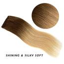 12" Clip in Hair Extensions Remy Human Hair for Women - Silky Straight Balayage Hair Extensions Human Hair 50grams 4pieces Light Brown to Natural Blonde