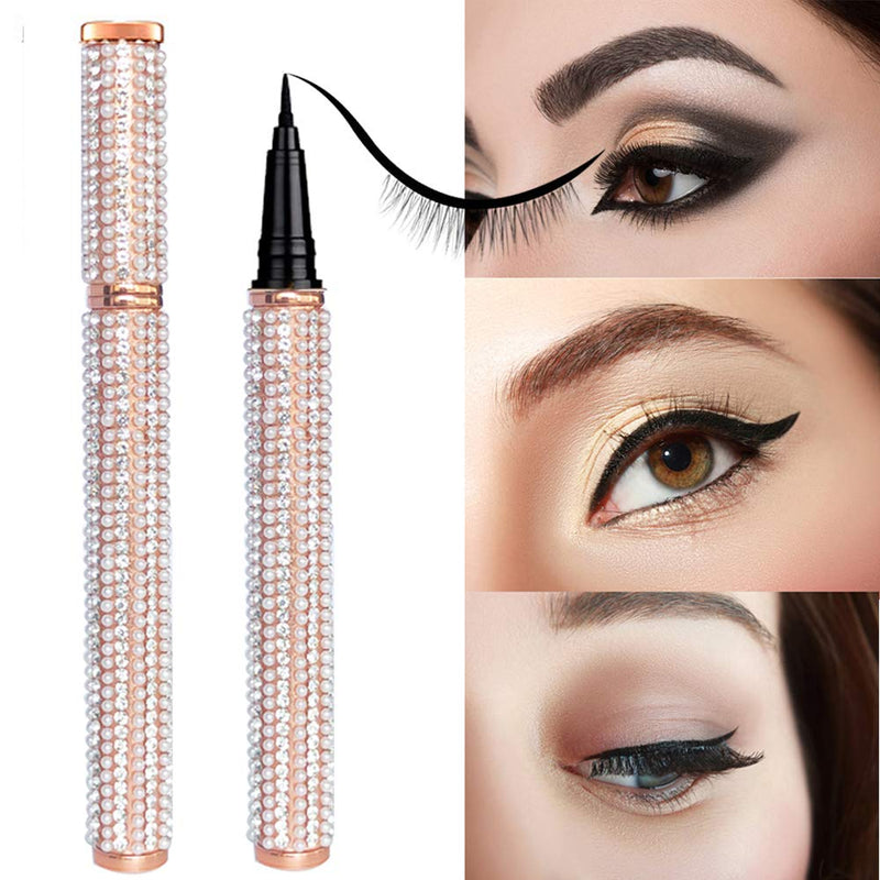 Upgraded Self-adhesive Eyeliner,2 in 1 Eye Liner Pen Diamond Bling Glitter Liquid Eyeliner No Glue, Non Magnetic,Eye Liner for Eye Makeup Wear Normal False Eyelashes Best Women Gifts (Queen) tokabrize