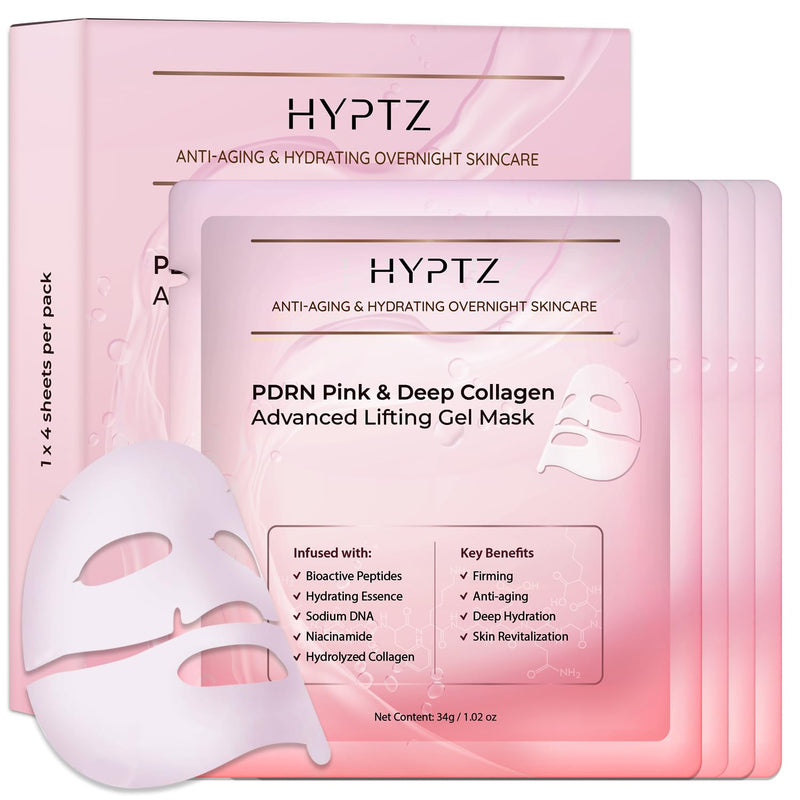 Salmon DNA PDRN Collagen Face Mask – Korean Skincare Hydrogel Overnight Collagen Face Mask for Glass Skin – Lifting, Firming, Moisturizing & Pore Refining – 4 Jelly Masks for Women and Men Infinity Warehouse
