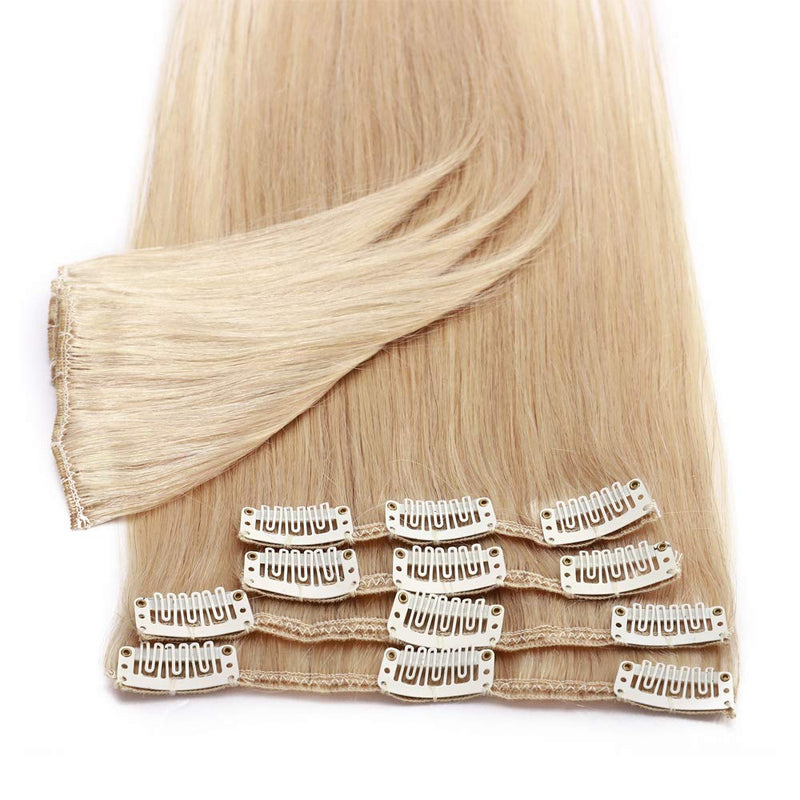 Clip in Human Hair Extensions 14 Inch 60g Thin Standard Weft 8 Pcs 18 Clips Soft Silky Straight Remy Hairpieces for Women Gift Beauty
