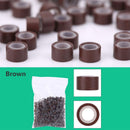 Orgrimmar Hair Extension Tool Kit Hair Extension Remove Pliers Pulling Hook 500 PCS Micro Silicone Rings Bead Device Tool Kits for Professional Hair Styling Tools Accessory  (Brown) Orgrimmar
