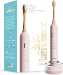 Lumineux Teeth Whitening Sonic Bamboo Electric Toothbrush for Adults - Includes 2 Soft Bristle Replaceable Bamboo Toothbrush Heads, Charging Station & USB Charge Cord - Rechargeable, Light Blue