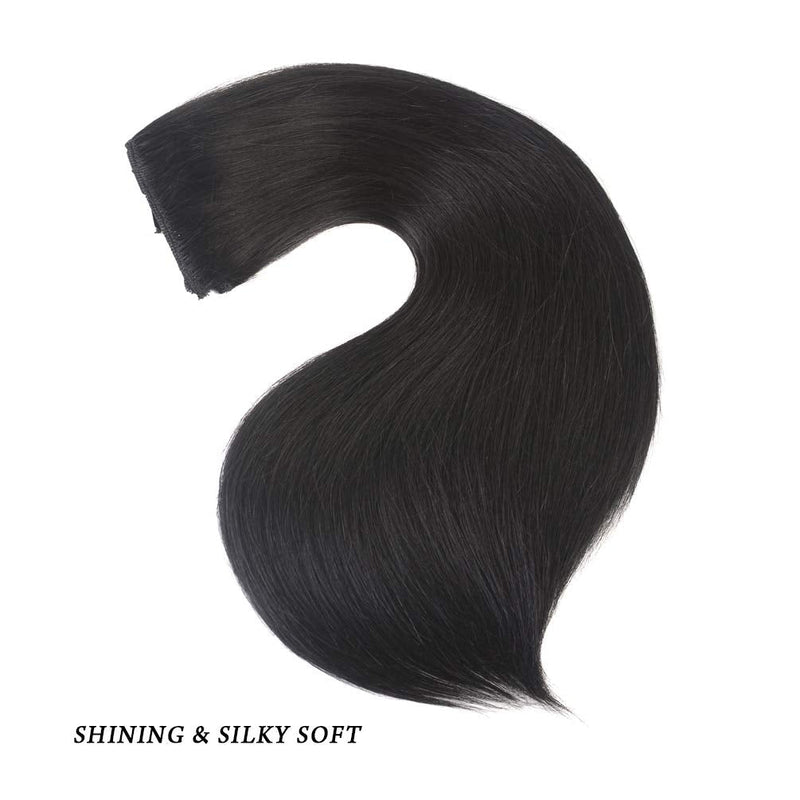 18 inches Clip in Hair Extensions Remy Human Hair - 7pcs 120g Silky Straight Thick 100% Real Black Human Hairpieces Clip on for Women Beauty