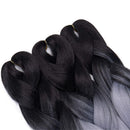 24 Inch Jumbo Braids Hair Extensions Ombre High Temperature Synthetic Hair African Rainbow Box Braiding Hair for Senegal Twist 100g/pack 2 Tones Black/Grey 5 Packs Hairro Store