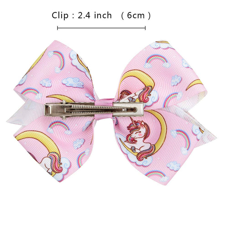 6 Pieces/Set 5 Inches Rainbow Printed Knot Ribbon Siwa Bows For Girls Handmade Boutique Hair Clips Children Hair Accessories (STYLE-1) TAYESHA