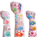 Mocossmy Animal Temporary Tattoos for Kids,10 Sheets Ocean Theme Waterproof Fake Tattoos Body Decoration DIY Crafts for Boys Girls Birthday Party Favor Supplies Goodie Bag Filler Stuffers Gifts Mocossmy