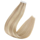 Fshine Tape In Hair Extensions 16 Inch Invisible PU Tape In Hair Color 16 Highlighted 22 Blonde Tape On Hair Extensions 20Pcs Soft And Silky Tape In Hair 50 Grams Seamless Tape In Hair Fshine Store