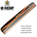 Kent 9T Double Tooth Hair Dressing Table Comb, Tortoise Fine and Wide Tooth Dresser Comb For Hair, Beard and Mustache, Coarse / Fine Hair Styling Grooming Comb for Men Women and Kids. Made in England KENT
