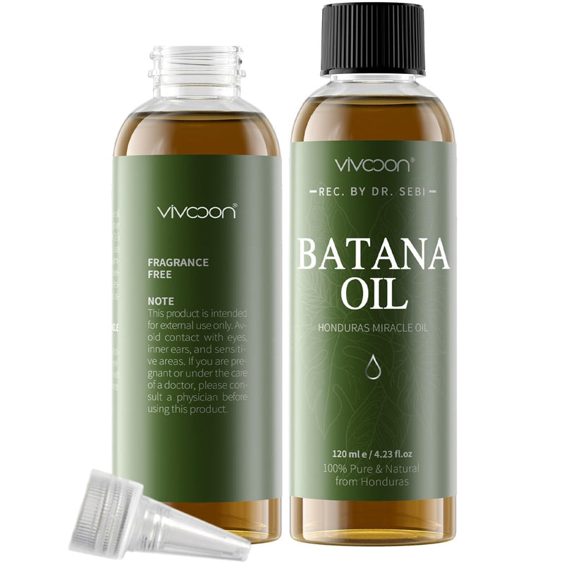 Batana Oil for Hair Growth, 100% Pure & Natural Raw Batana Oil, Dr. Sebi Organic Oil from Honduras, Care for Hair Thickness & Scalp & Skin, 4.23 fl oz, 1 Bottle with 2 Caps Infinity Warehouse