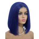 Dark Blue Short Bob Wigs T-Part Lace Front Human Hair Wigs Pre Plucked Hairline Middle Part Straight Brazilian Virgin Human Hair Lace Part Bob Wig for Women Bleach Knots 180% Density 12Inch Ubetta Store