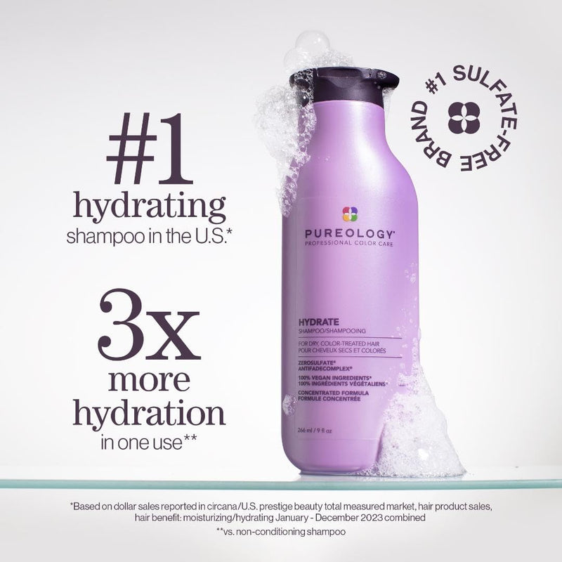 Pureology Hydrate Moisturizing Shampoo and Conditioner Set | For Dry Color Treated Hair | Sulfate-Free | Vegan | Paraben-Free 9OZ Infinity Warehouse