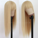 Maycaur Blonde Synthetic Hair Wigs with Full Bangs
