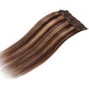 Double Weft 100% Remy Human Hair Clip in Extensions Highlight Highlighted