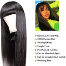 Short Bob Wigs Straight Brazilian Virgin Human Hair None Lace Front Wigs With Bangs 130% Density Glueless Machine Made Wigs For Black Women 12 Inch Beafay Hair