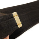 GOO GOO Tape in Hair Extensions Natural Black Real Remy Hair Extensions Seamless Straight Human Hair Extensions 20pcs 50g 14inch, Natural black