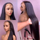 Straight Lace Front Wigs Human Hair Brazilian Virgin T Part Straight Human Hair Wigs for Black Women Pre Plucked with Baby Hair Natural Black 150% Density(16inch,13x4x1 T Part Wig) beafay