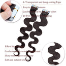 40 PCS Rooted Tape In Hair Extensions Real Human Hair Invisible Seamless Skin Weft Body Wave Highlight Double Side Tape Remy Human Hair Extensions Wavy For Women (22'',100g/40pcs,