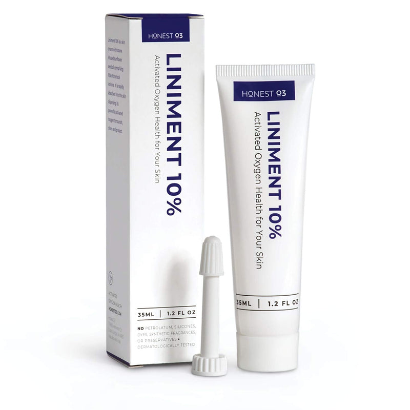 Honest O3 Liniment 10% Ozone Oil | Natural Ozone Infused Skincare Cream | Promotes Healthy Skin | Moisturizes & Nourishes | Fast Absorbing Ozone Cream 1.2 Ounces Honest O3