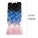 Ombre Jumbo Braiding Hair 24 inch Jumbo Braid Hair Extensions Jumbo Box Braids Crochet Hair Long for Women Kids DIY High Temperature Synthetic Fiber 3 Tones Black+ Blue+ Pink 6 Bundles Benehair