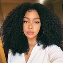 BLY 7A Mongolian Afro Kinky Curly Human Hair 3 Bundles Unprocessed Hair Weave Weft Big Hair for African American Women Natural Color (22/24/26 Inch) BLY
