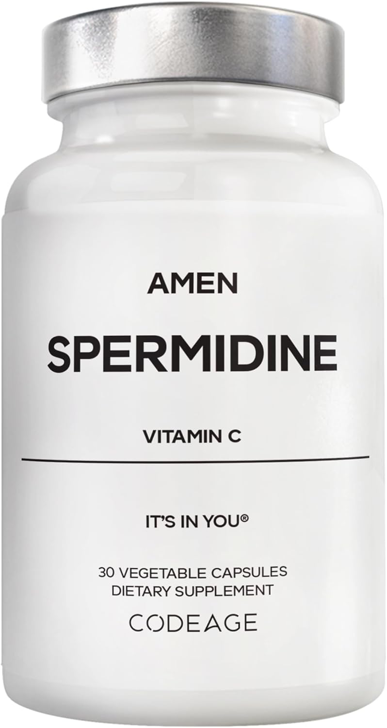 Amen Spermidine Supplement - Spermidine Trihydrochloride Pills with Vitamin C Ascorbic Acid - Only 1 Capsule Per Serving - Vegan, Non-GMO, Gluten-Free - 30 Capsules Infinity Warehouse