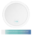 15X Magnifying Mirror – Use for Makeup Application - Tweezing – and Blackhead/Blemish Removal – 6 Inch Round Mirror with Three Suction Cups for Easy Mounting Essential Skin Solutions