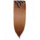 Clip In On Hair Extension 8pcs 18Clips 23" Straight Light Auburn Synthetic Heat Resistant Hairpieces Full Head Curly Straight For Women Girls(23" Straight, Light Auburn) S-noilite