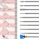 MelodySusie 10Pcs Diamond Nail Drill Bit Set, 3/32'' (2.35mm) Professional Cuticle Nail Drill Bits Kit for Acrylic Gel Nails, Efile Manicure Pedicure Shapen Remove Tools, Home Salon Use(Silver) MelodySusie