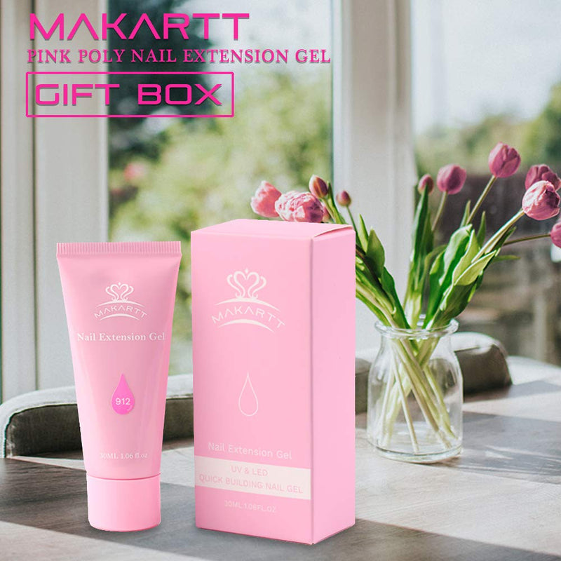 Makartt Poly Nail Gel 30ML Pink Strawberry Jelly Pink Builder Nail Gel Hard Gel for Nails Beauty Gift Sets Gel Nail Builder Trendy Nail Art Design Salon Nail Easy DIY at Home P-91 Makartt