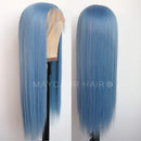 Maycaur Light Blue ace Front Wigs Long Straight Hair 22 Inch Wigs for Fahison Women Synthetic Lace Front Wigs with Natural Hairline Maycaur Store