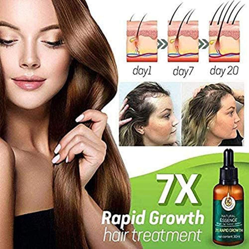 7X Rapid Growth Hair Treatment 7 Day Hair Growth Serum Essence Oil Regrow, with Natural Vitamin Rich Treatm, for Fuller Healthier Hair, Prevent Hair Loss & Thinn(2Pack) FEINASU
