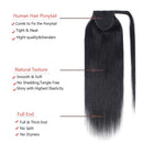 100% Human Hair Ponytail Extensions 14 Inches Wrap Around Human Hair Ponytail With Comb Clip in One Piece Pony Tail Hairpiece Long Straight Silky For Women