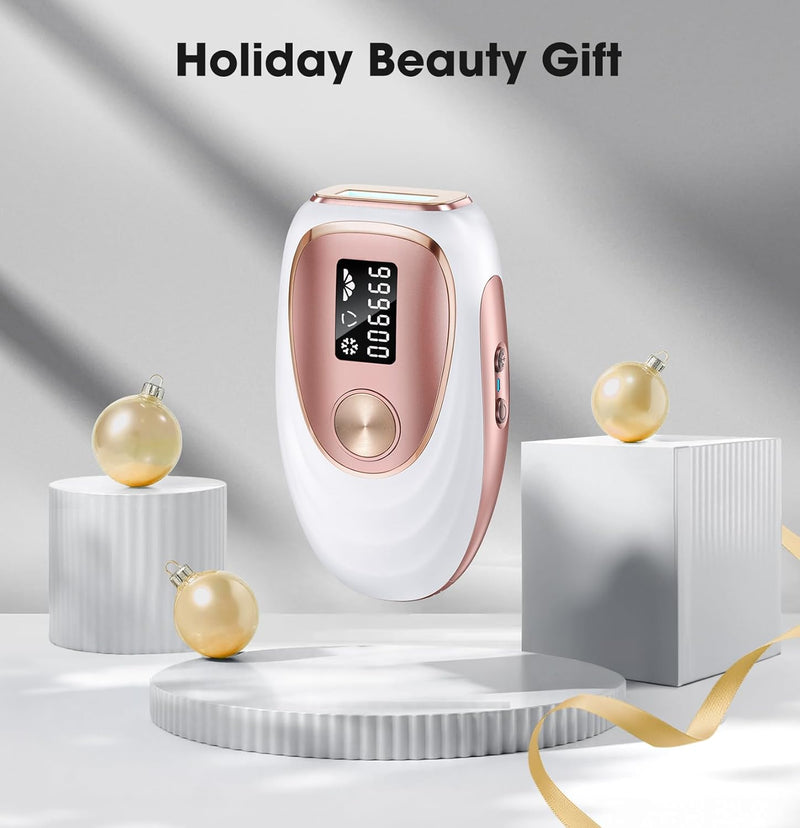 IPL Laser Hair Removal Device for Women & Men - Home 45°F Ice-Cooling Contact for Painless & Long-Lasting Results, 86% Hair Reduction in 3 Weeks for Full Body & Bikini Line, Rose Gold Infinity Warehouse