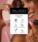 Palladio Hydrating Lip Oil Infused with Hyaluronic Acid, Non-Sticky Formula, Subtle shine with tinted sheer color, liquid lipstick, locks in moisture to prevent chapped lips, Vegan & Cruelty-Free | 0.13 Oz. (FLY) Palladio