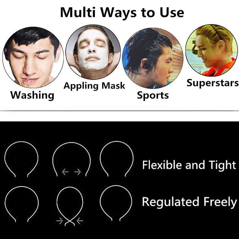 Metal Hair Bands for Men Women's Headbands Beauty Care, Unisex Black Wavy Spring Sports for Men's Hair Band Hoop Clips Women Accessories Simple Elastic Non Slip Wide Headwear Bandeau Outdoors (1 pack) Lofuanna