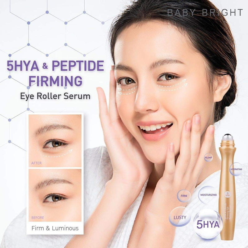 Baby Bright 5HYA & Peptide Firming Eye Roller Serum, Reduces Puffy Eyes, Glowing, Vibrant Brightens Skin, Hydrates Under Eye - 1 Pack Baby Bright