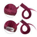 Winsky Burgundy Clip in Colored Hair Extensions 100% Real Human Hair - Straight Highlights Colored Clip on Hairpieces 5 Pieces/Set (18inch, Burgundy) Winsky