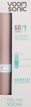 Voom Sonic Go 1 Series Battery-Operated Electric Toothbrush, Dentist Recommended, Portable Oral Care, 2 Minute Timer, Light Weight Design, Soft Dupont Nylon Bristles, Metallic Rose (VM-20700) Voom Sonic