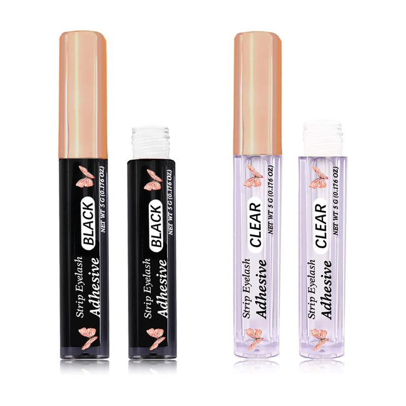 Eyelash Glue Strong Hold Lash Glue Latex-Free Waterproof False Eyelash Glue Safe Suitable for Sensitive Eyes Eyes Lash Adhesive (Black+Clear) CMNRO