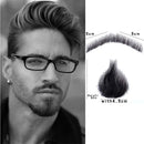 HiDoLa 100% Human Hair Fake Face Beard and Mustache for Adults Men Realistic Makeup Lace Invisible False Beards（HZ05-Black) HiDoLa
