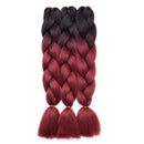 SEGO 24 Inch Ombre Jumbo Braiding Hair Jumbo Braid Hair Extensions African Long Jumbo Braids for Box Braids Crochet Hair High Temperature Synthetic Fiber 2 Tone Colored 1 Bundle Black/Dark Red SEGO