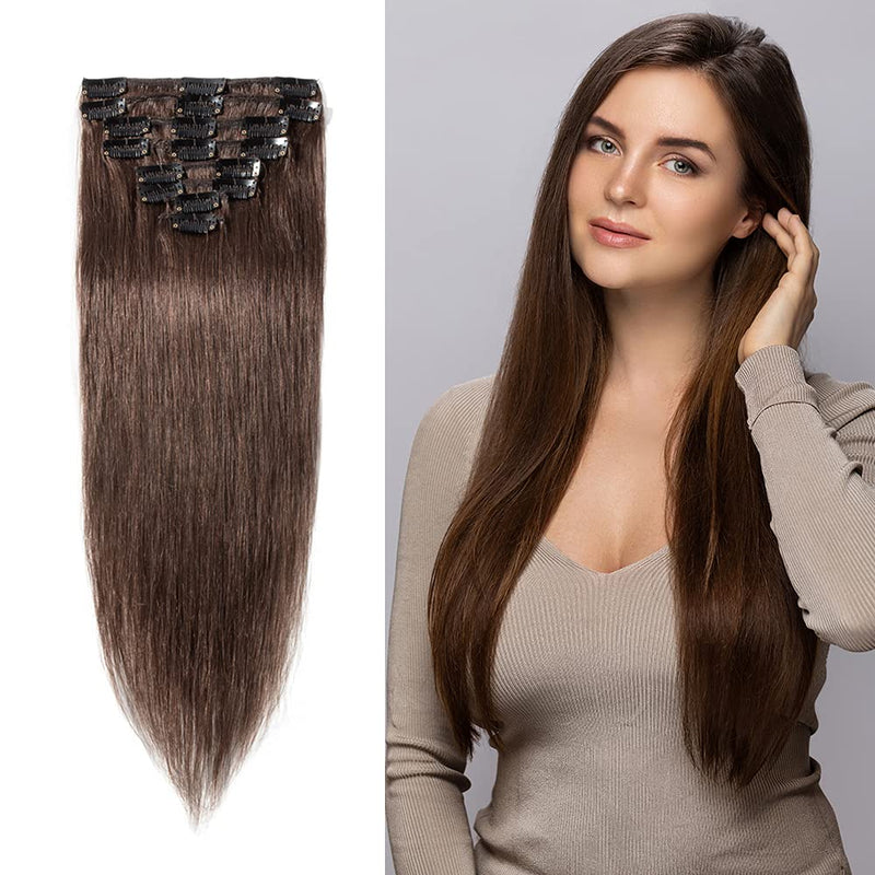 MY-LADY Clip in Remy Human Hair Extensions 10"-24" Grade 7A Quality Full Head 8pcs 18clips Long Soft Silky Straight for Beauty Fashion 120g 24" / 24 inch